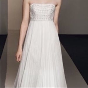 Beaded Empire Chiffon Dress with Pleated Skirt